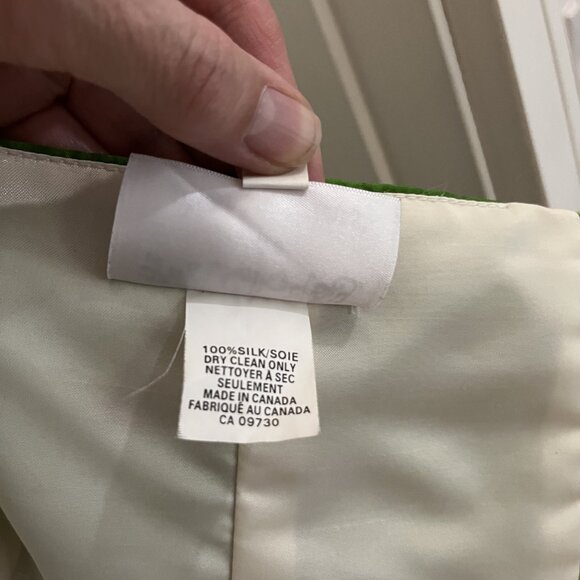 Pam Chorley - Vintage Fashion Crimes strapless, silk, green dress. Size medium. - Picture 6 of 7